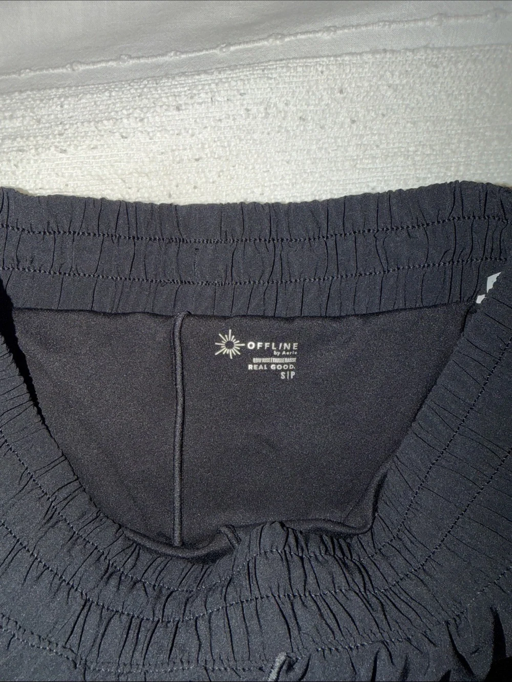 aerie Black Smocked-Waist Athletic Shorts